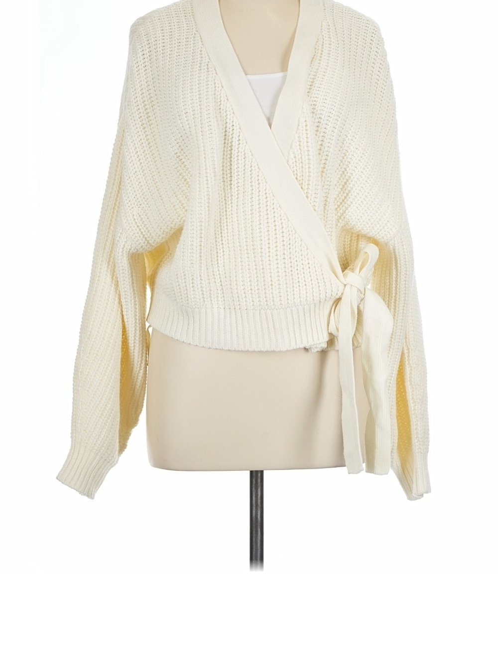H&M Cream Wrap Tie Knit Cardigan